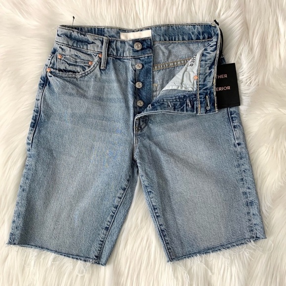 MOTHER Trickster Fray Bermuda Denim Shorts in WIN SOME LOSE SOME SIZE 24 NWT - Picture 10 of 15